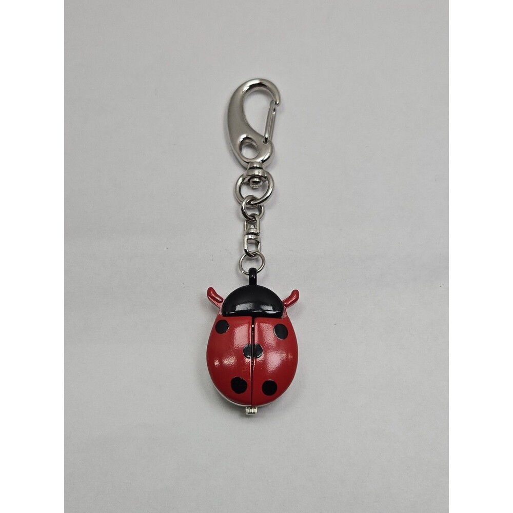 Xanadu Ladybug Keychain Pendant Hidden Dial Watch Wings Red Silver New Battery